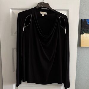 MICHAEL Michael Kors Black Top with Zipper Details